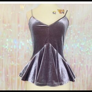 velvet / velour peplum sleeveless tank blouse